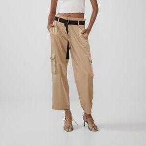 COPY - Zara Satin Effect Belted Pants Soft Gold XL  NEW